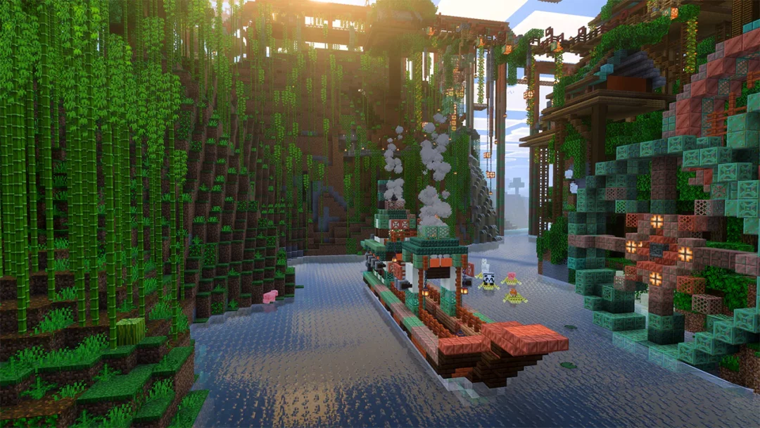 minecraft bedrock edition with vibrant visuals