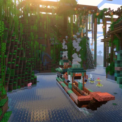 minecraft bedrock edition with vibrant visuals