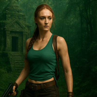 Sophie turner as Lara Croft