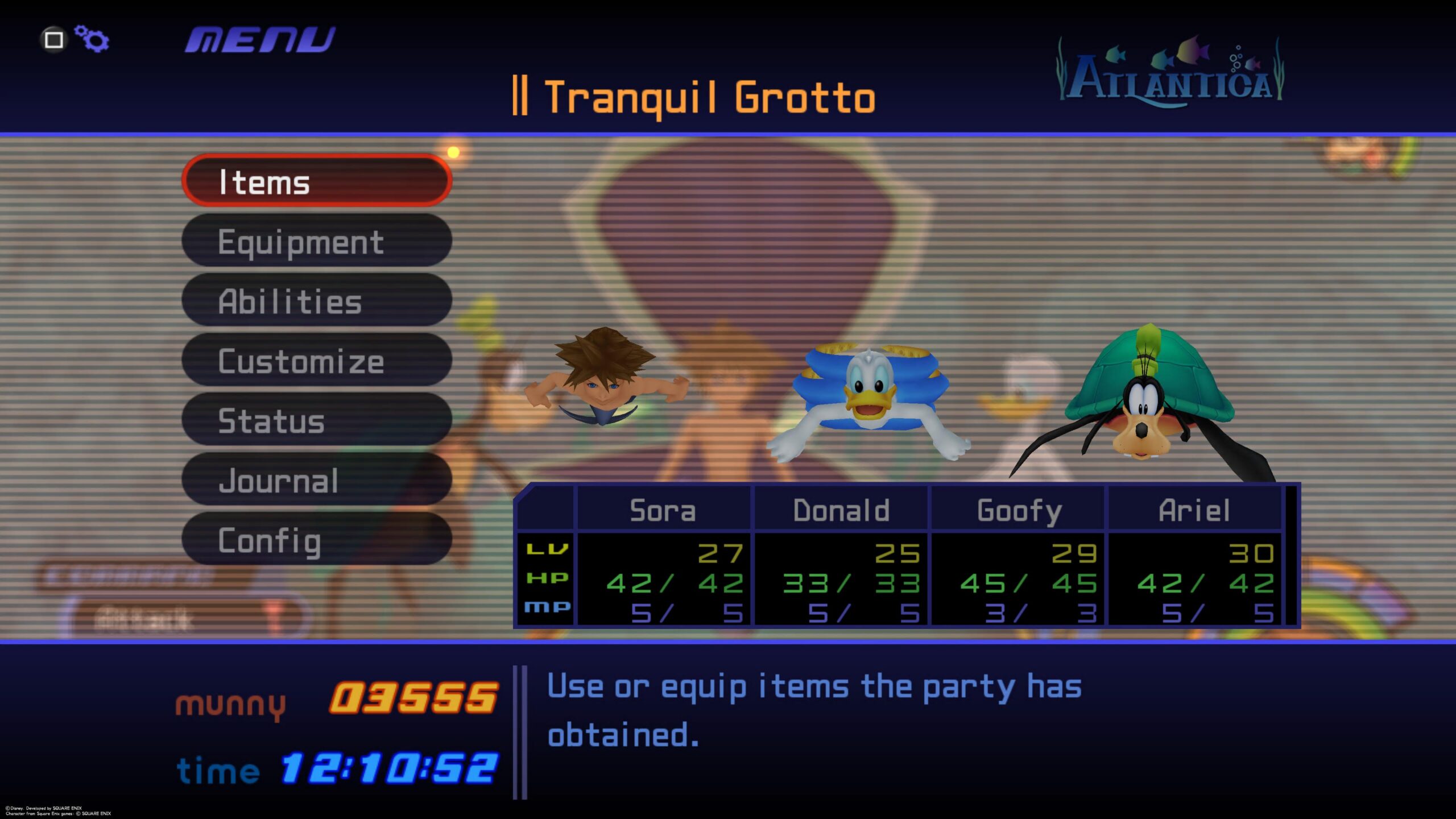 Kingdom Hearts Collection menu